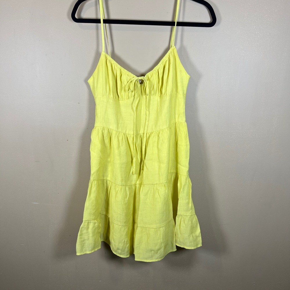 L.A. Hearts Yellow Tiered Mini Dress Smocked‎ Back MD3532R Womens Medium